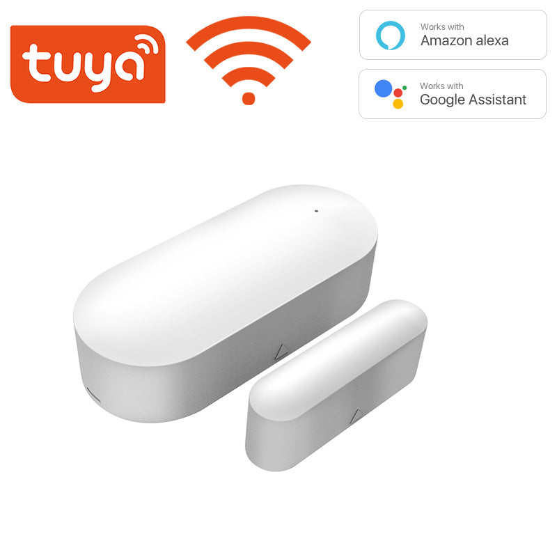 Tuya WiFi smart magnetic door sensor with anti‑theft alarm and app push notifications