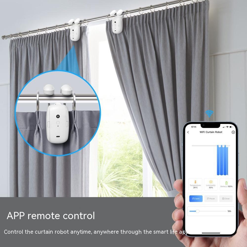 WiFi smart curtain robot for Roman rod curtains with app and voice control automation