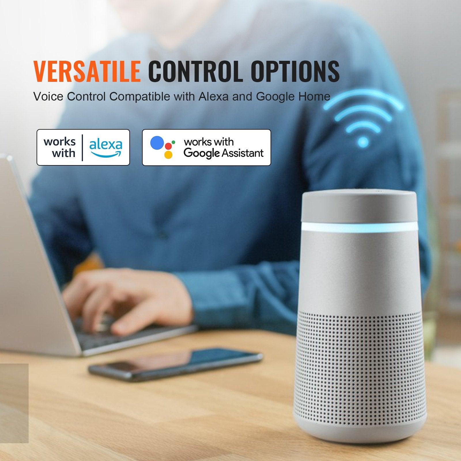 WiFi smart LED dimmer switch with touch panel and stepless dimming, compatible with Alexa and Google Home