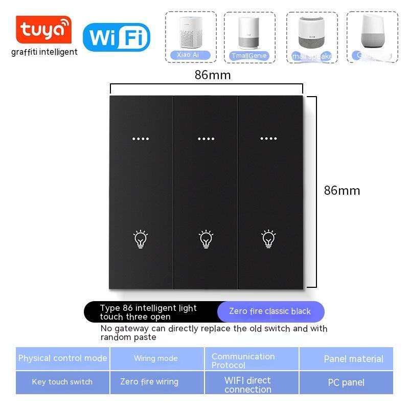 WiFi smart home switch with whole‑house voice control and mobile APP automation