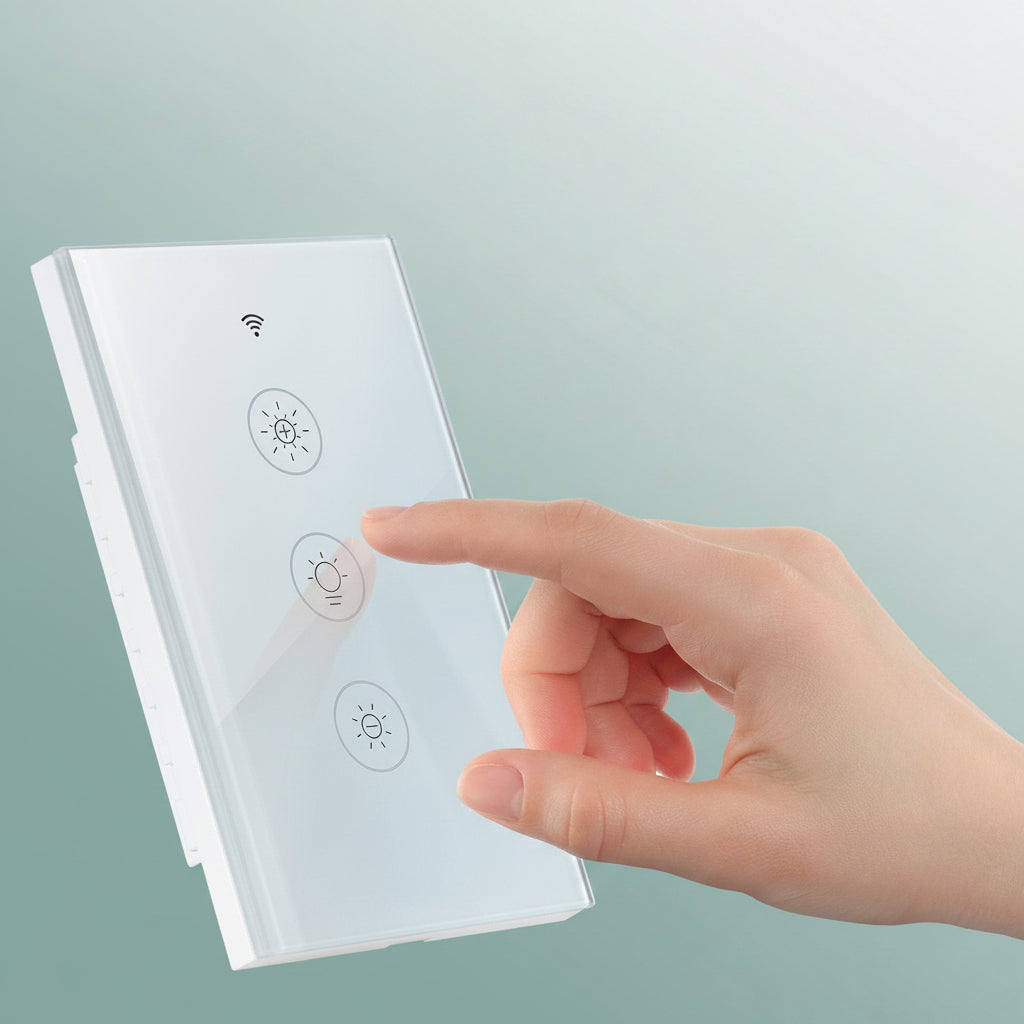 WiFi smart LED dimmer switch with touch panel and stepless dimming, compatible with Alexa and Google Home