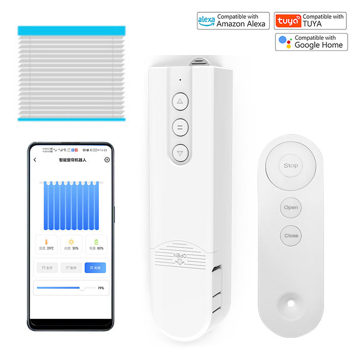 Smart air conditioner control system with remote, smartphone app, and stacked filters on a white background.