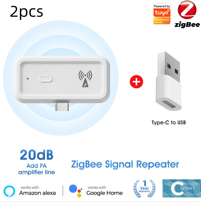 Graffiti ZigBee smart repeater with Type‑C power for extending smart home signal range