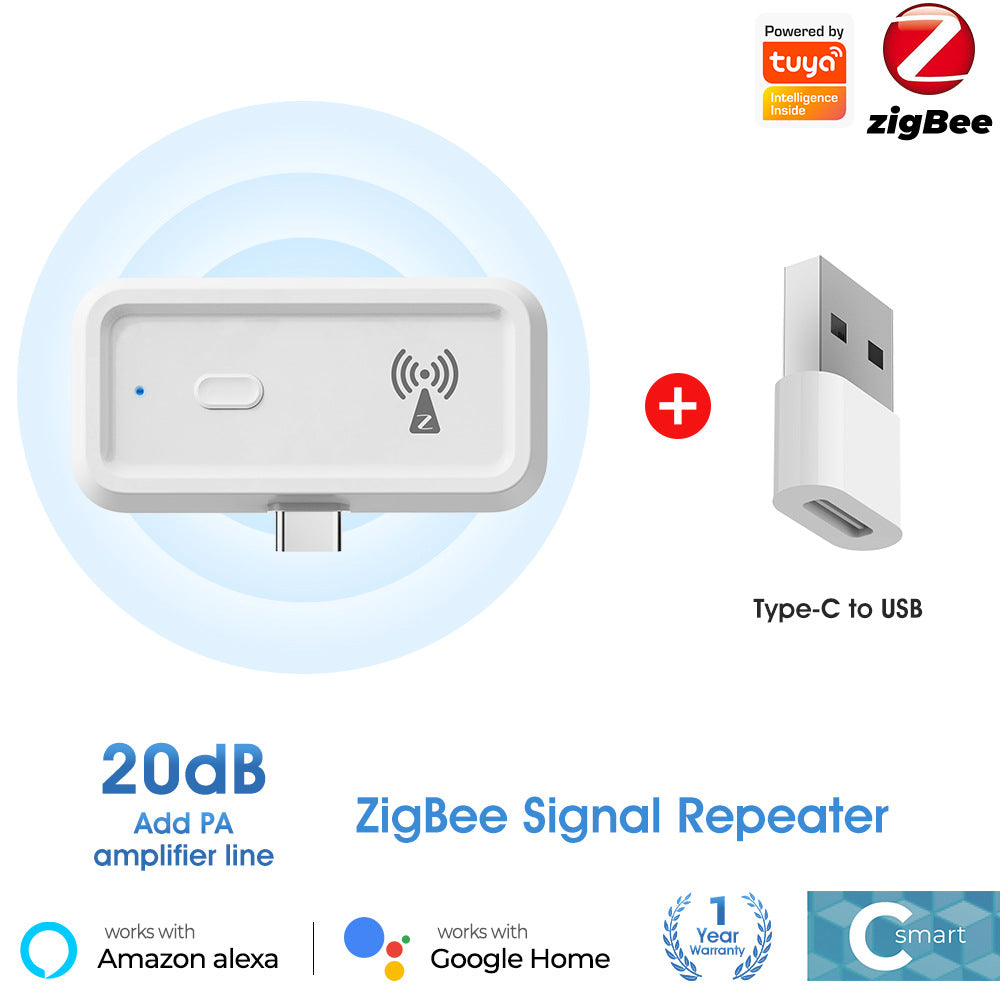 Graffiti ZigBee smart repeater with Type‑C power for extending smart home signal range