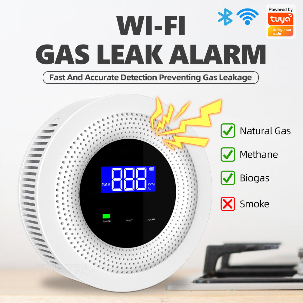 WiFi smart gas detector with real‑time leak alerts and mobile app monitoring