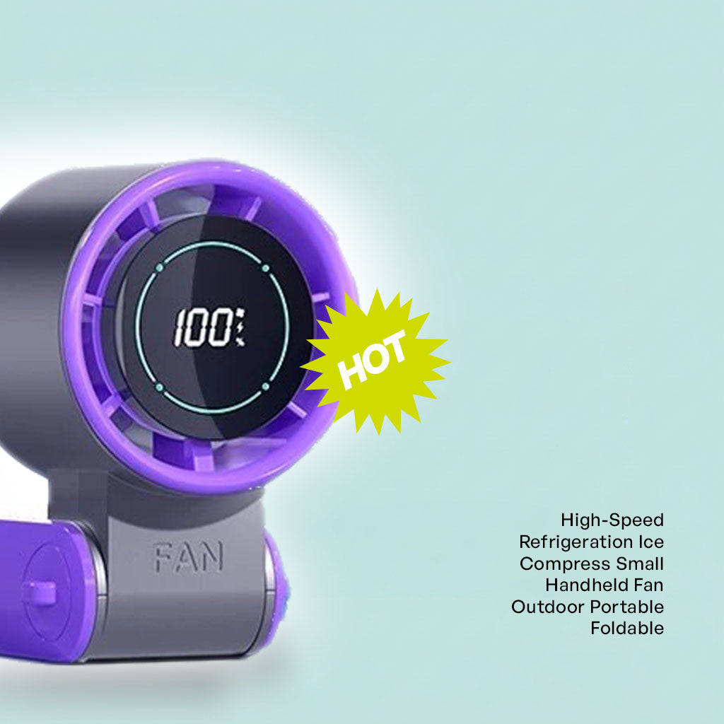 High-Speed Refrigeration Ice Compress Small Handheld Fan Outdoor Portable Foldable